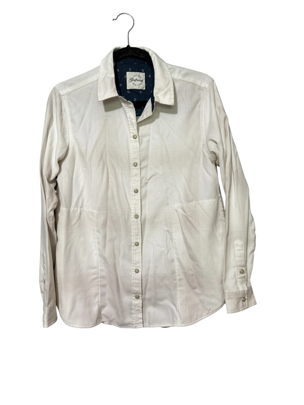 Jachs Girlfriend Button Front Shirt Cream Long Sleeve Snap Front Small